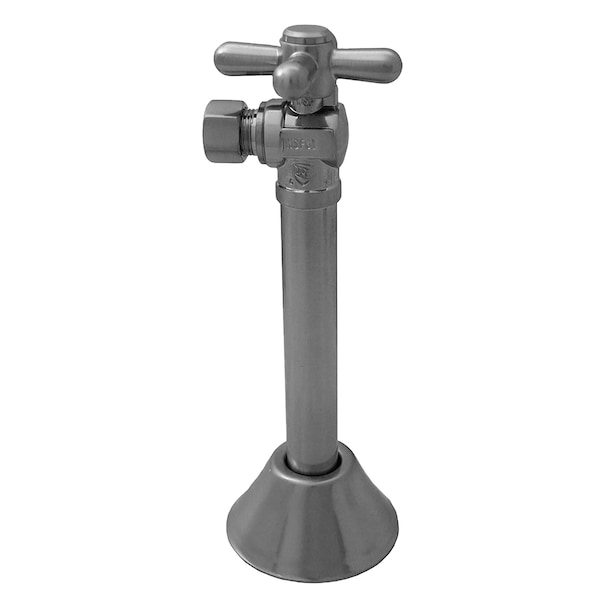 3/8in OD Comp x 1/2in SWT Quarter-Turn Angle Supply Stop Valve, Cross Handle